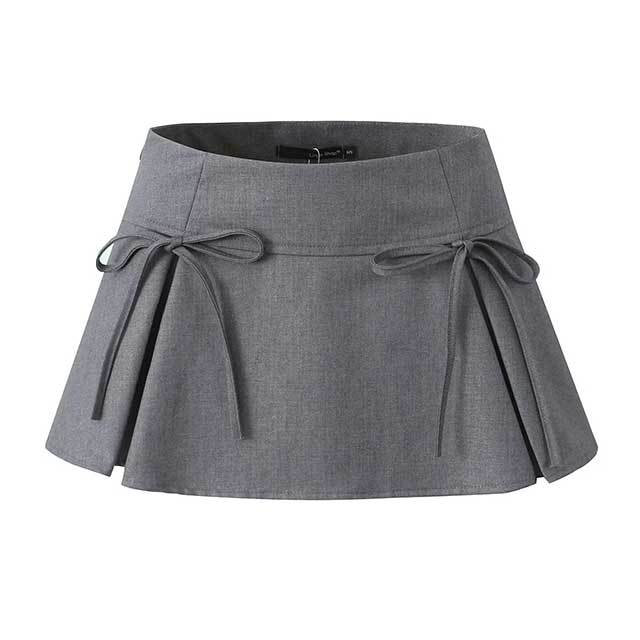 Bow Pleated Mini Skirt