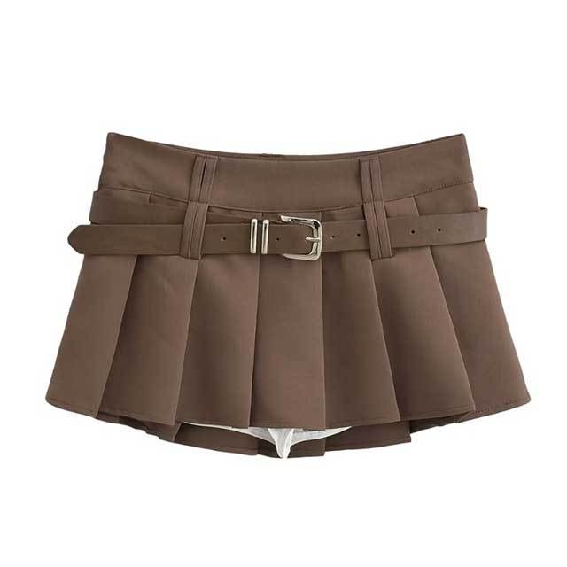 Preppy Belted Pleated Skirt