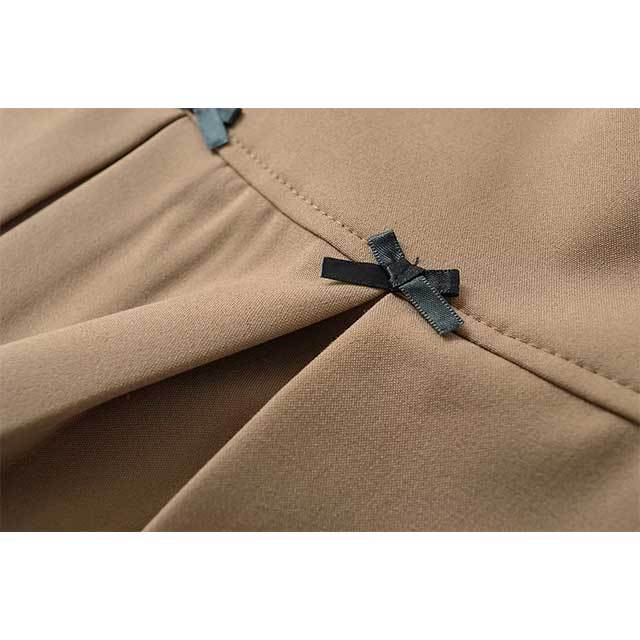 High-waisted Pleated Skirt with Bow Decoration