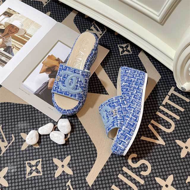 Embroidery Fashion Women Platform Slides