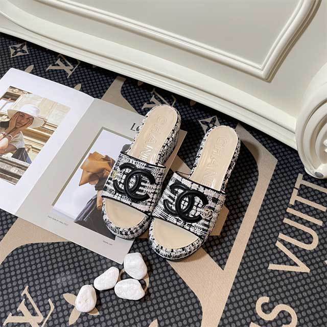 Embroidery Fashion Women Platform Slides