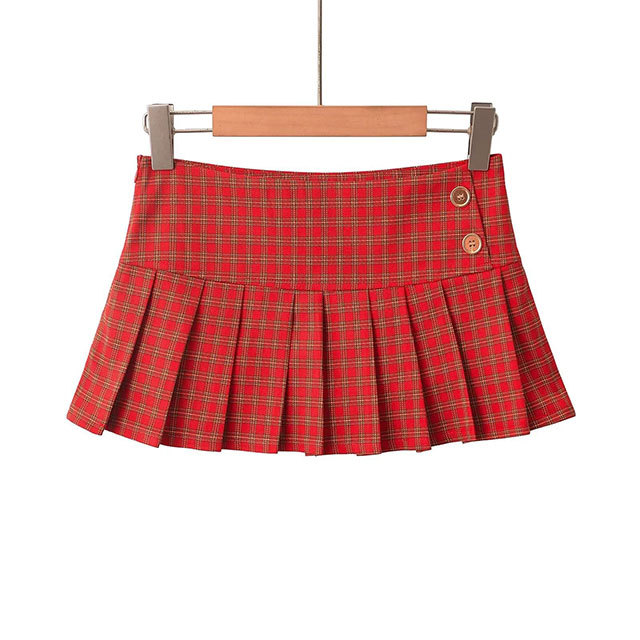 Bell Sleeve Crop Shirt Plaid Pleated Mini Skirt Set