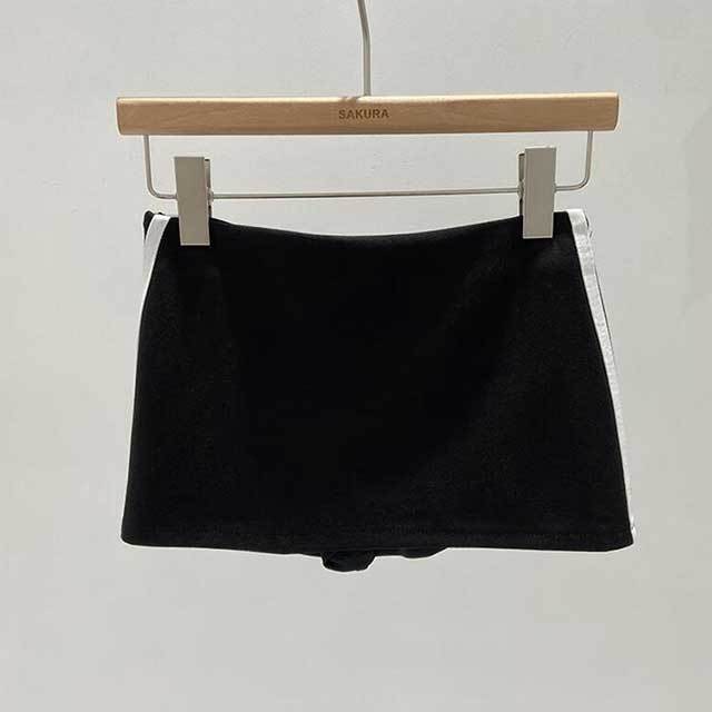 Striped V Neck Top Mini Skirt Set