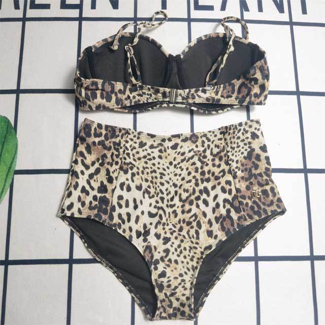 Fashion Leopard Print High Waist Swimsuit