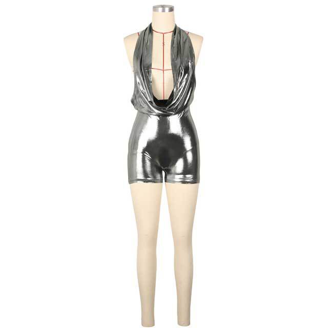 Halter Backless Ruched Romper
