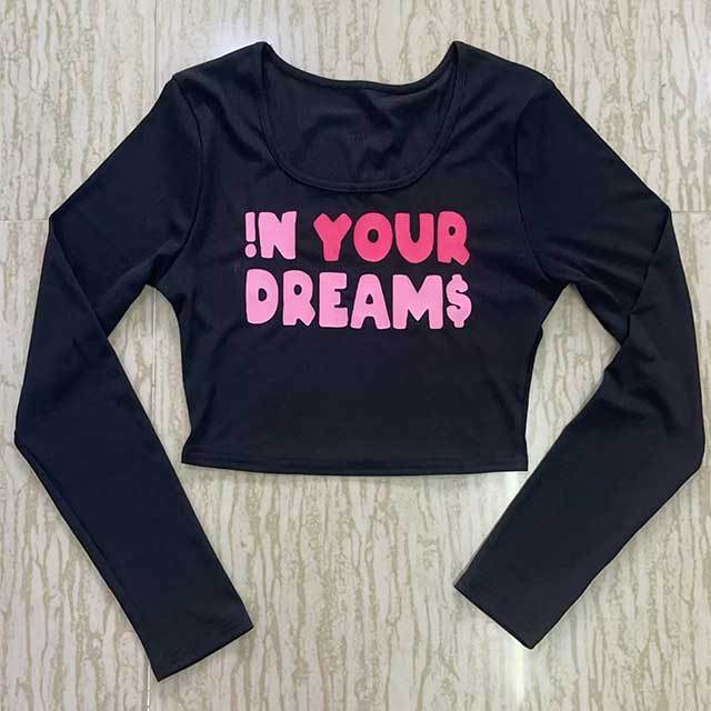 Letters Printed U Neck Crop Top