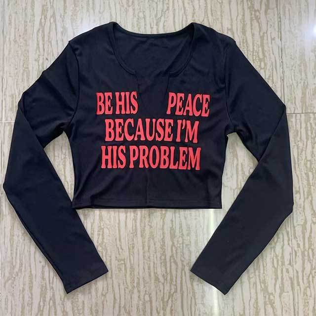 Letters Printed U Neck Crop Top