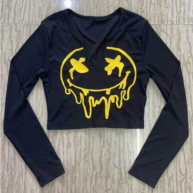 Letters Printed U Neck Crop Top