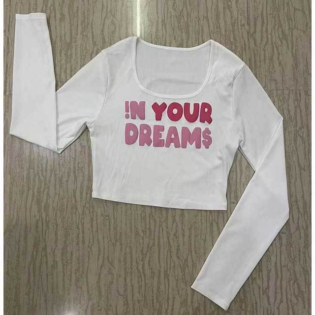 Letters Printed U Neck Crop Top
