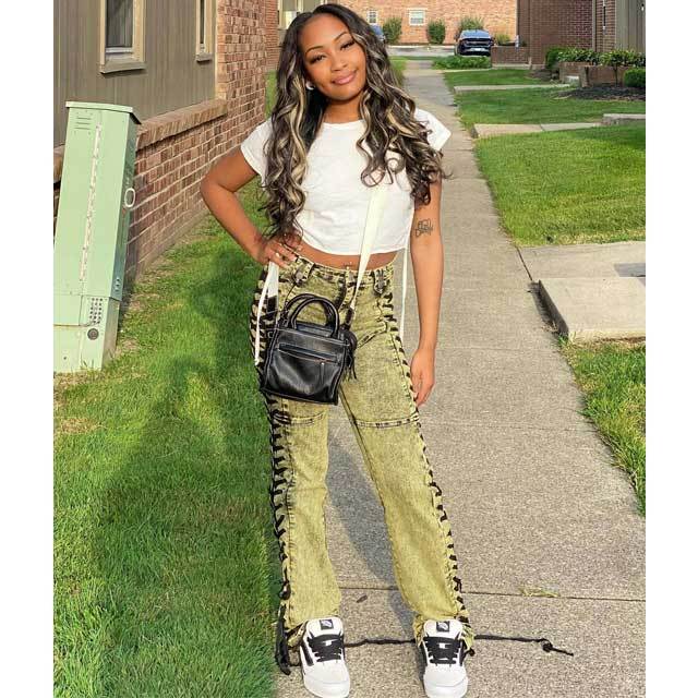 Vintage Denim Lace-Up Jeans