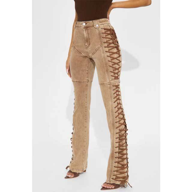Vintage Denim Lace-Up Jeans