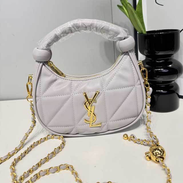 Metal Logo Leather Chained Crossbody Handbag