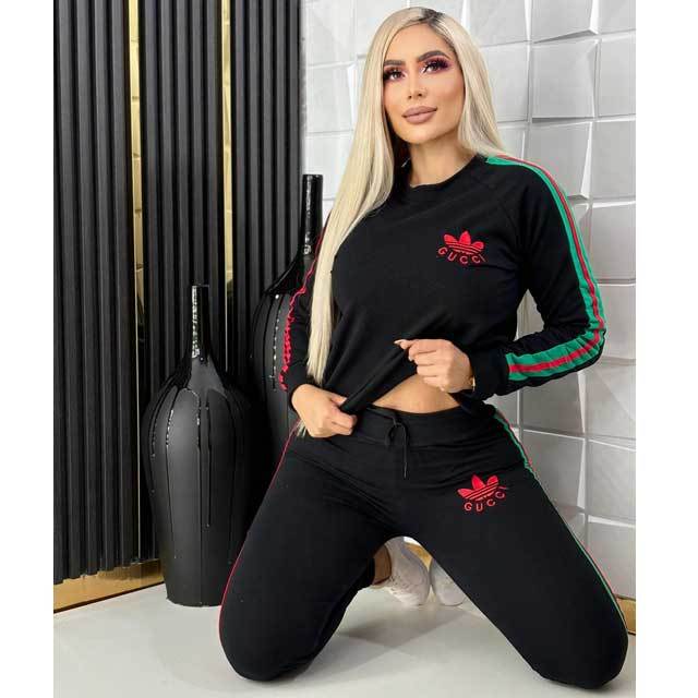 Fashion Embroidery Striped Fall Jogging Suit