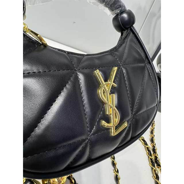 Metal Logo Leather Chained Crossbody Handbag