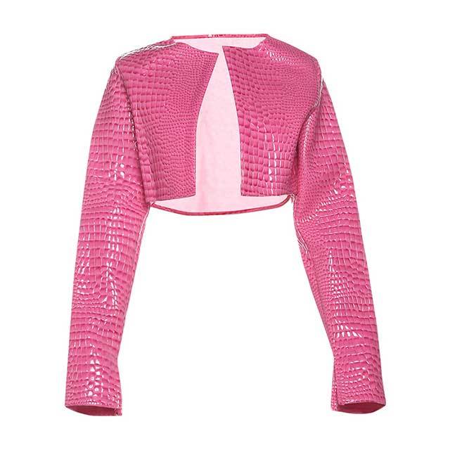 Snakeskin Leather Crop Jacket