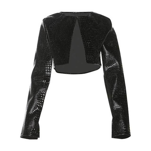 Snakeskin Leather Crop Jacket