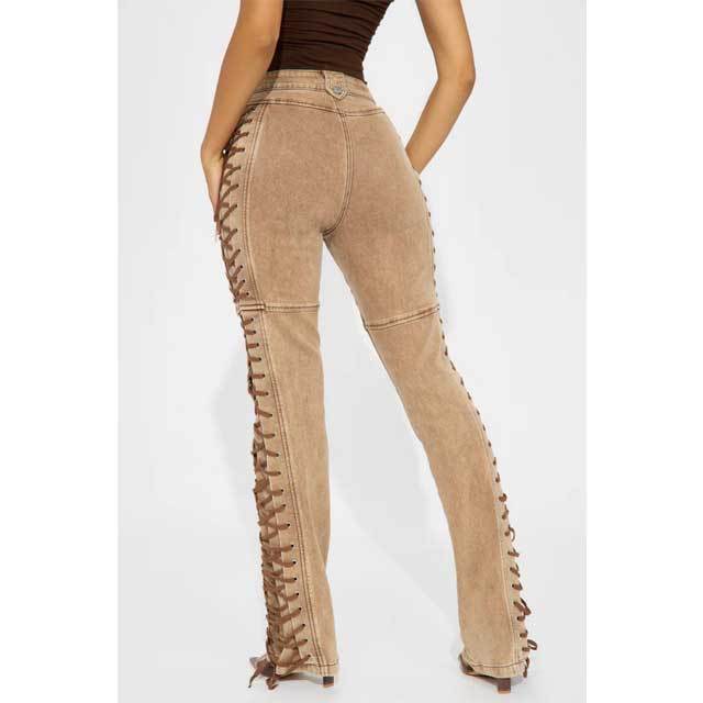 Vintage Denim Lace-Up Jeans