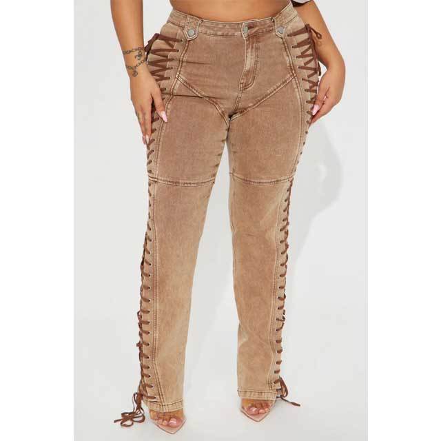 Vintage Denim Lace-Up Jeans
