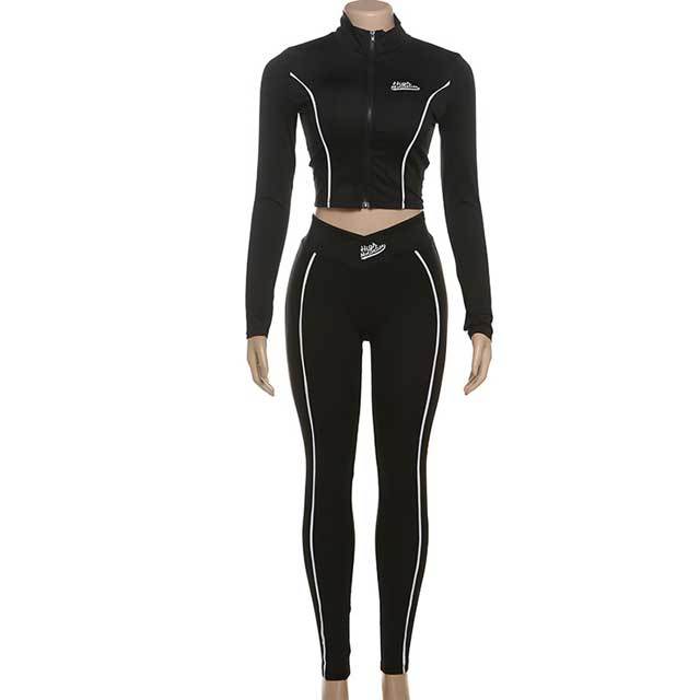 Zipper Top Skinny Jogging Suit