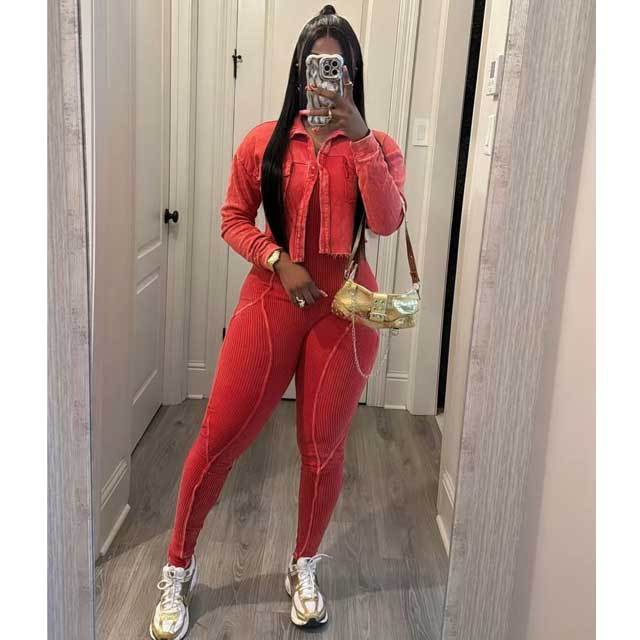 Washed Distressed Jumpsuit Set