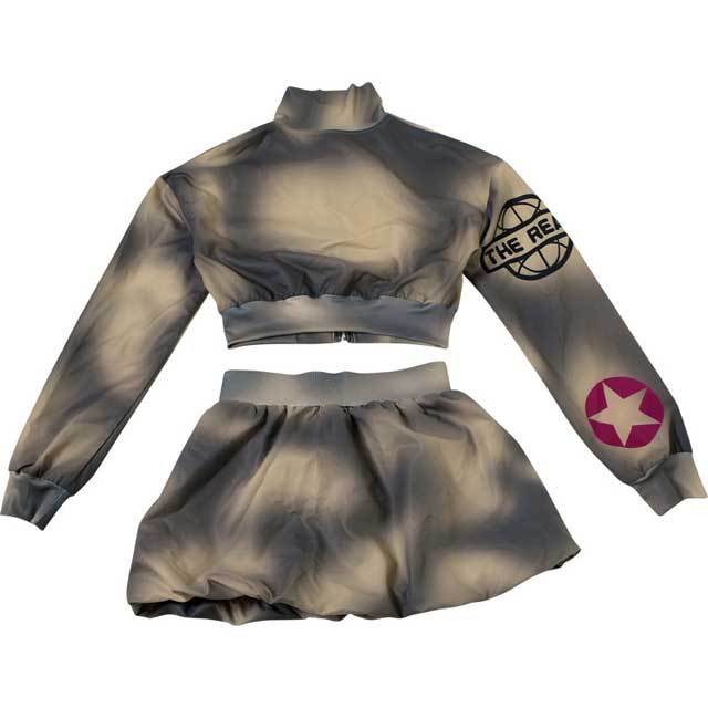 Printed Jacket Top Bubble Skirt Set