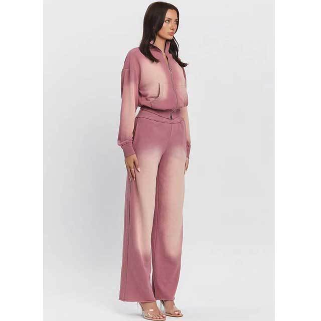 Acid Wash Jacket Top Pants Set