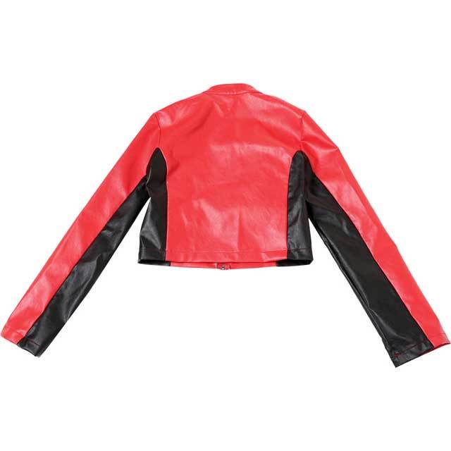 Embroidery Color Block Leather Punk Jacket