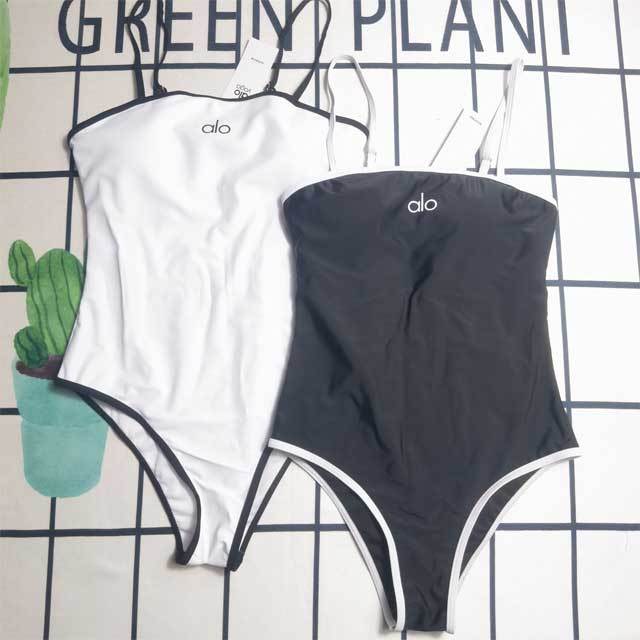 Letter Print Cami Bodysuit Swimsuit