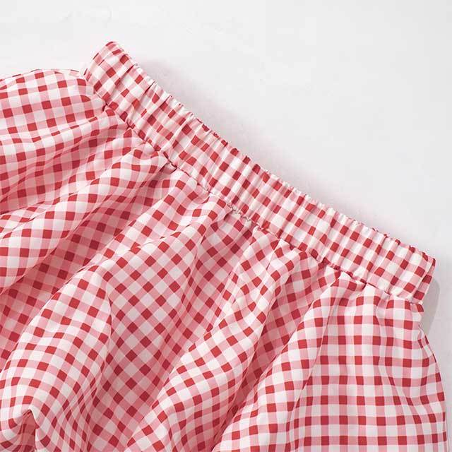 Plaid Bow Decorated Top Bud Skirt Set
