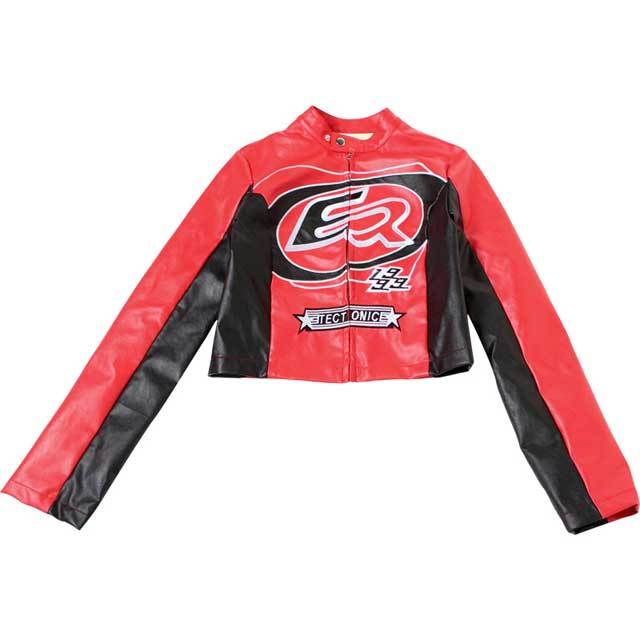Embroidery Color Block Leather Punk Jacket