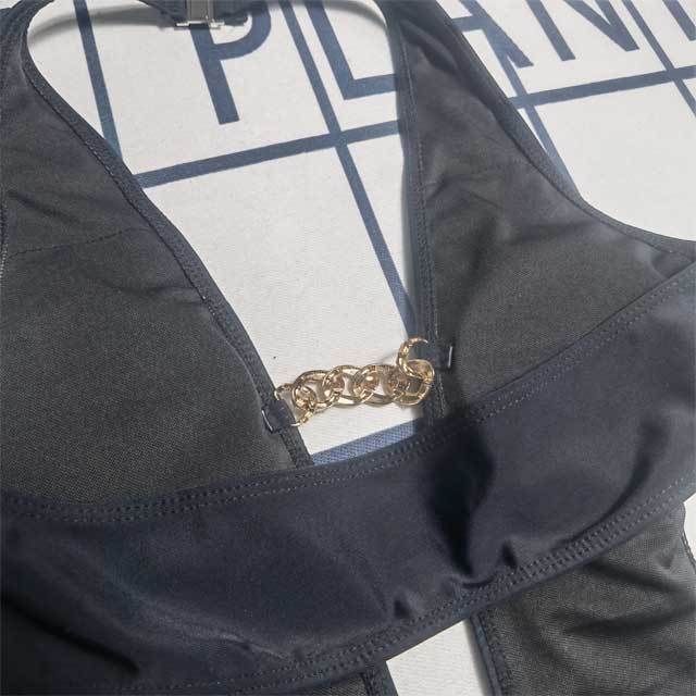 Metal Chain Hollow Out Halter One Piece