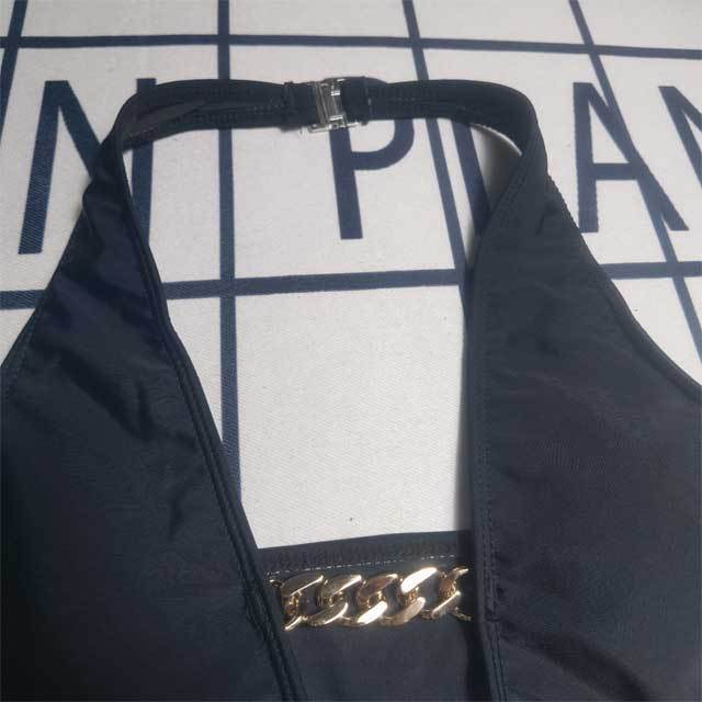 Metal Chain Hollow Out Halter One Piece