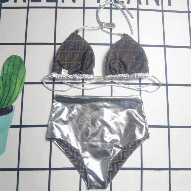 Metallic High Waist Bathing Suit