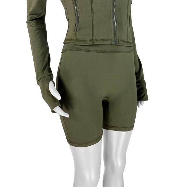 Basic Zipper Fitted Short Tracksuit Set