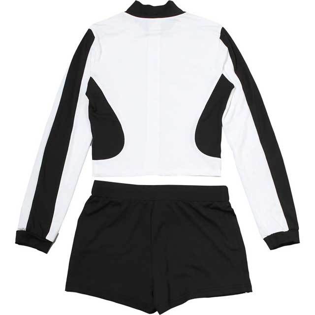Color Block Jacket Top Fitness Short Set
