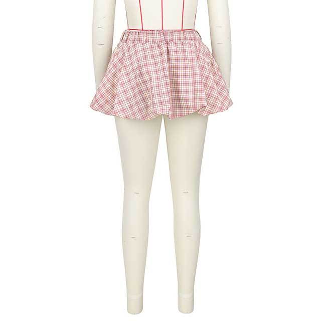 Plaid Printed Mini Bubble Skirt