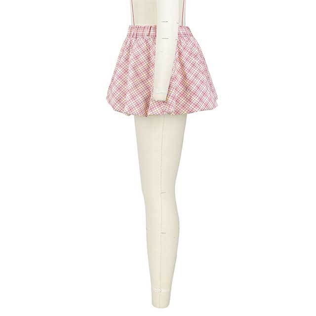 Plaid Printed Mini Bubble Skirt