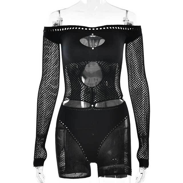 Hollow Out One Shoulder Lingerie Romper