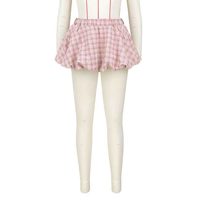 Plaid Printed Mini Bubble Skirt