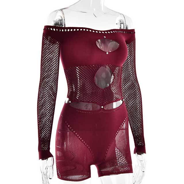 Hollow Out One Shoulder Lingerie Romper