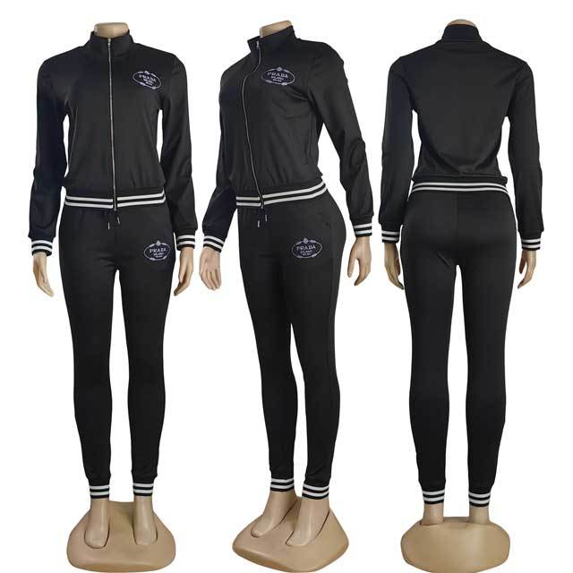 Embroidery Long Sleeve Casual Jogging Suit