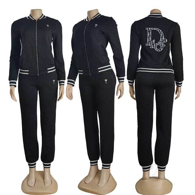 Embroidery Embossing Long Sleeve Fall Tracksuit Set