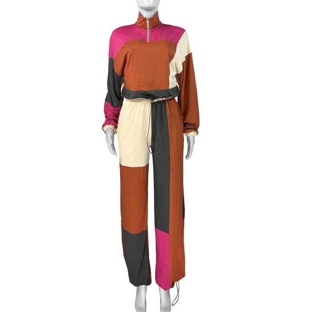 Color Block Casual Fall Jogging Suit
