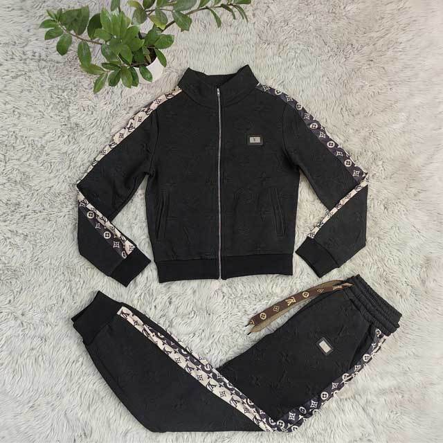 Fashion Embossing Long Sleeve Fall Tracksuit Set
