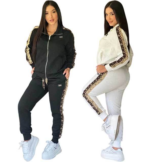 Fashion Embossing Long Sleeve Fall Tracksuit Set
