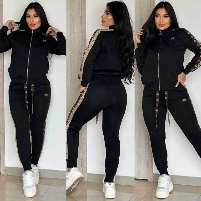 Fashion Embossing Long Sleeve Fall Tracksuit Set
