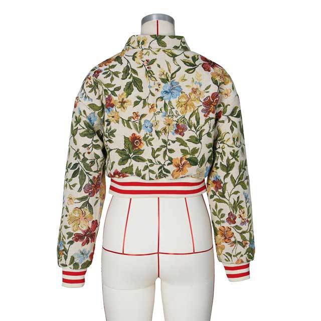 Jacquard Fall Crop Baseball Jacket
