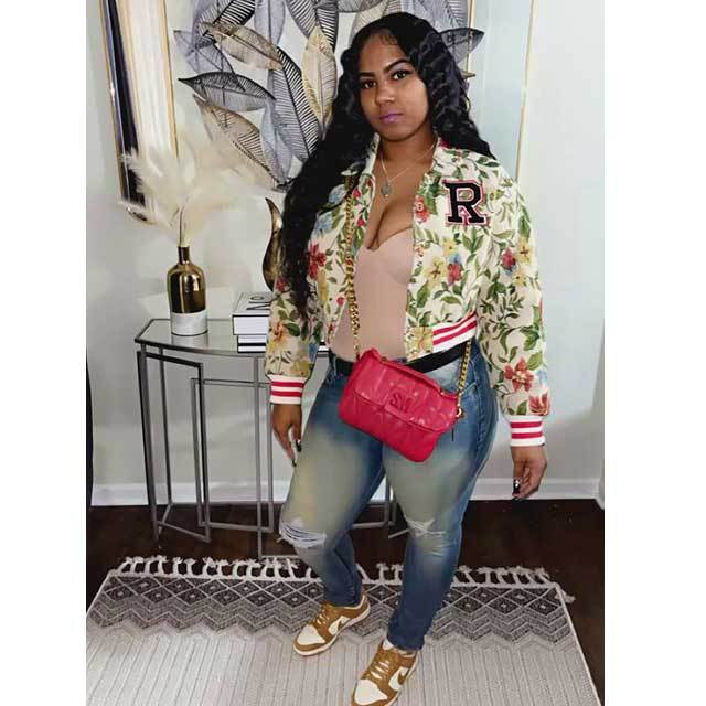 Jacquard Fall Crop Baseball Jacket