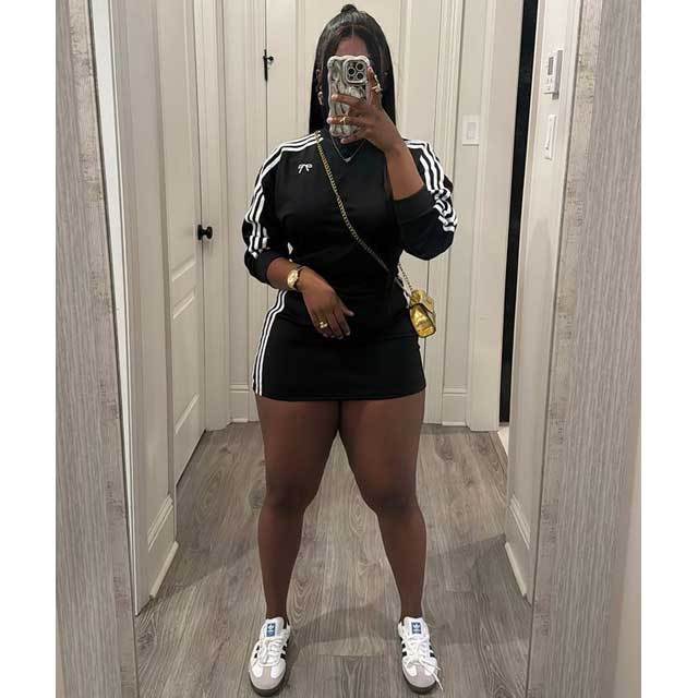 Striped Sweatshirt Top Mini Skirt Set