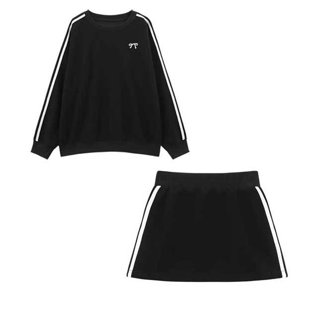 Striped Sweatshirt Top Mini Skirt Set